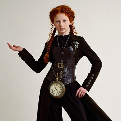 Young girl poses in fashion display