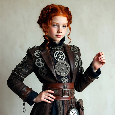 Young girl in steampunk costume