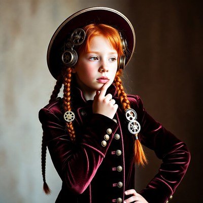 Girl in vintage steampunk outfit