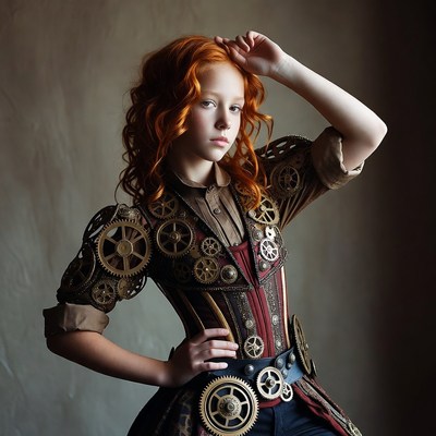 Young girl in steampunk outfit