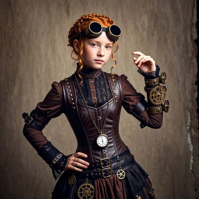 Girl in steampunk outfit with goggles