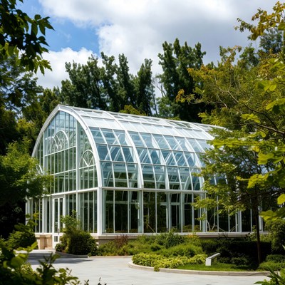 Greenhouse located in a botanical garden