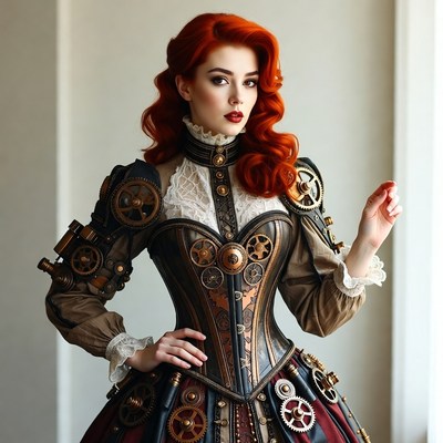 Steampunk woman in unique outfit