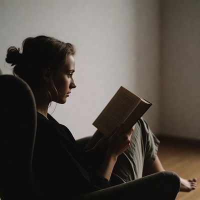 Woman reading in chair