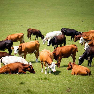 Cows resting in grassy field