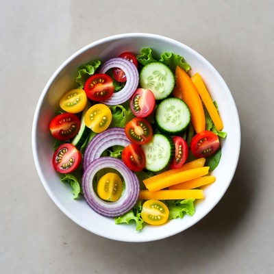 Fresh salad bowl with various vegetables