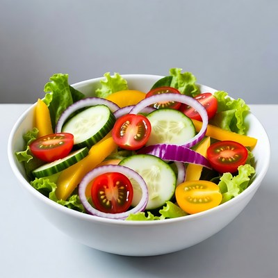 Fresh vegetable salad served in a bowl