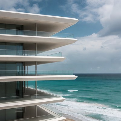 Balcony view of ocean and clouds