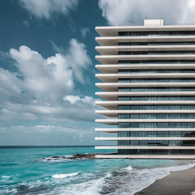 Modern building by the ocean