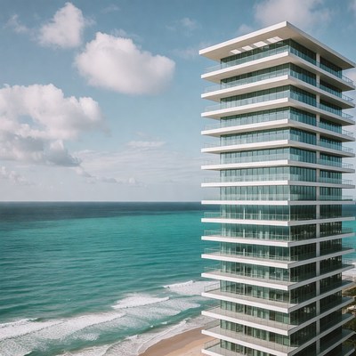 Ocean view building by the shore