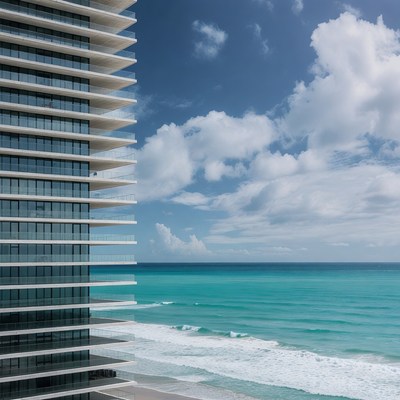 Waves by the modern building