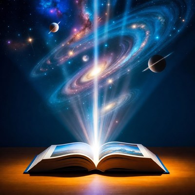 Book opens to universe