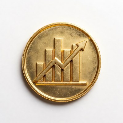 Golden coin with growth graph design