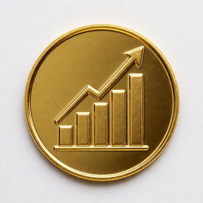 Coin with growth chart symbol