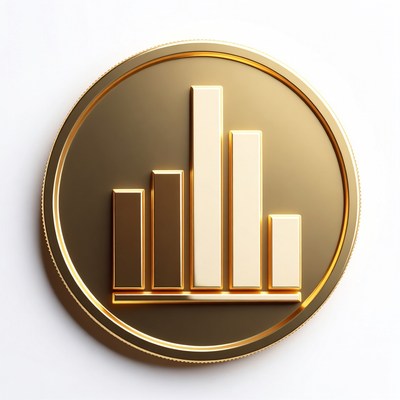 Golden coin with bar graph design
