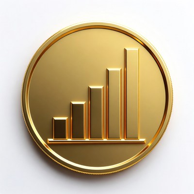 Gold coin with growth chart design