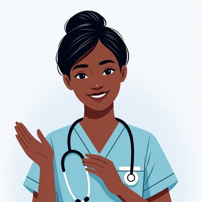 Healthcare professional greeting patients warmly