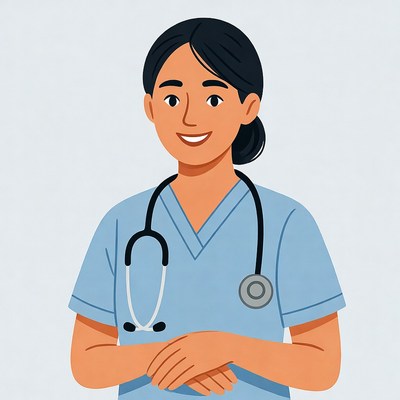Healthcare worker with stethoscope smiling