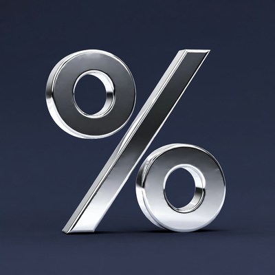 Metallic percentage symbol on dark background