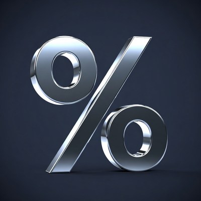 3d metal percent symbol on dark background