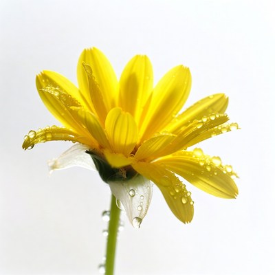 Bright yellow flower with droplets