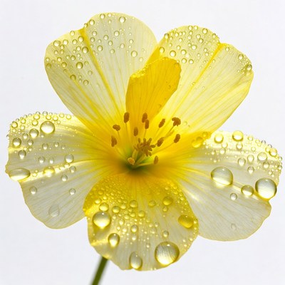 Yellow flower with water droplets close up