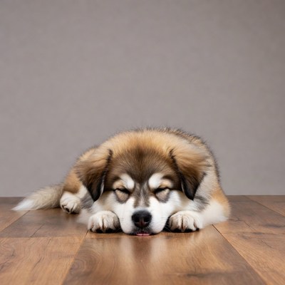 Cute dog sleeping on floor