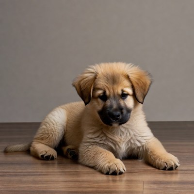 Cute puppy resting on floor