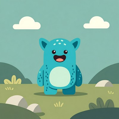 Bright blue creature in a landscape