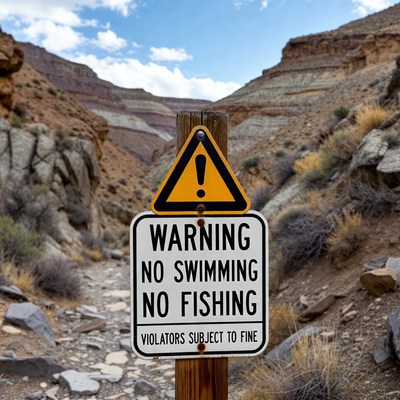 Warning sign at hiking trail
