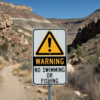 Warning sign near hiking trail