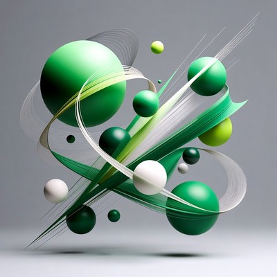 Abstract shapes in green color scheme