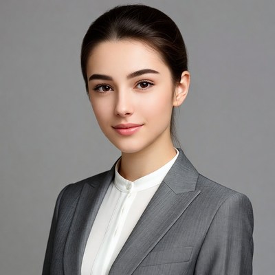 Professional woman in gray suit