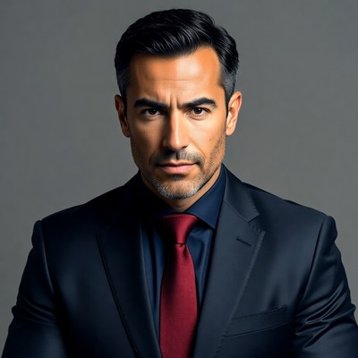 Man in suit with serious expression