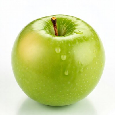 Green apple on white background