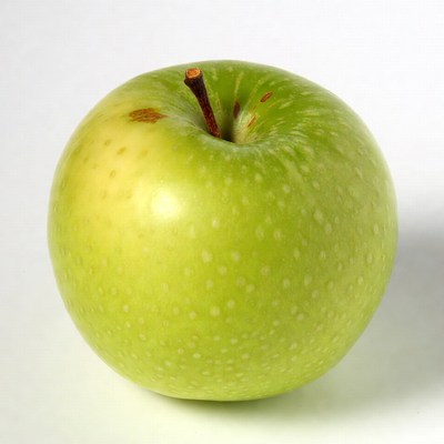 Green apple on white background