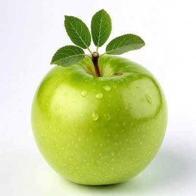 Fresh green apple on white background