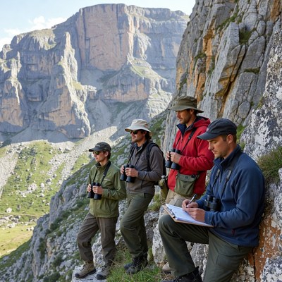 Observing wildlife in mountains