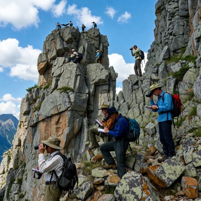 Mountain explorers observe and document species