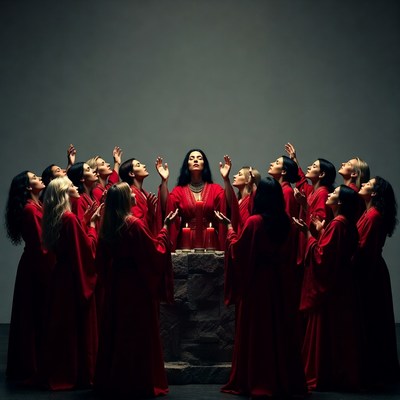 Group of women in red robes