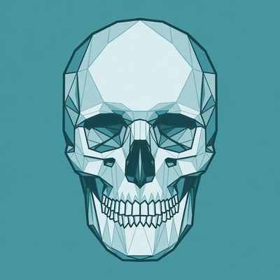 Polygonal skull design in bright color