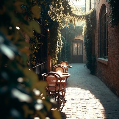 Charming alleyway with outdoor seating