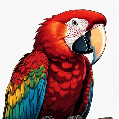 Colorful parrot sitting on branch