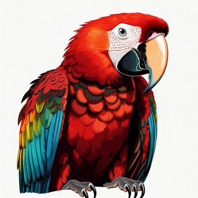 Brightly colored parrot perched on branch