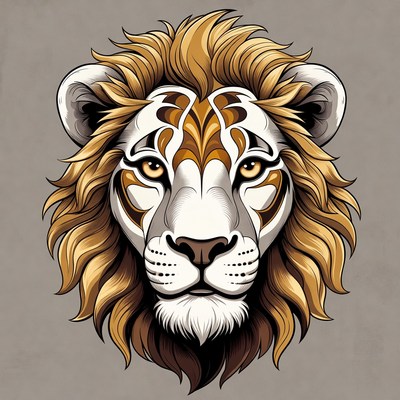 Lion with intricate design and details