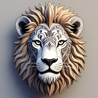 Lion head artwork with intricate design