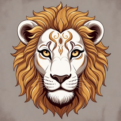 Lion head design with decorative patterns
