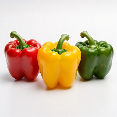 Colorful peppers on white background
