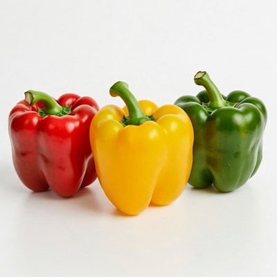 Colorful bell peppers on a white background
