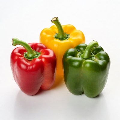 Colorful bell peppers on white background